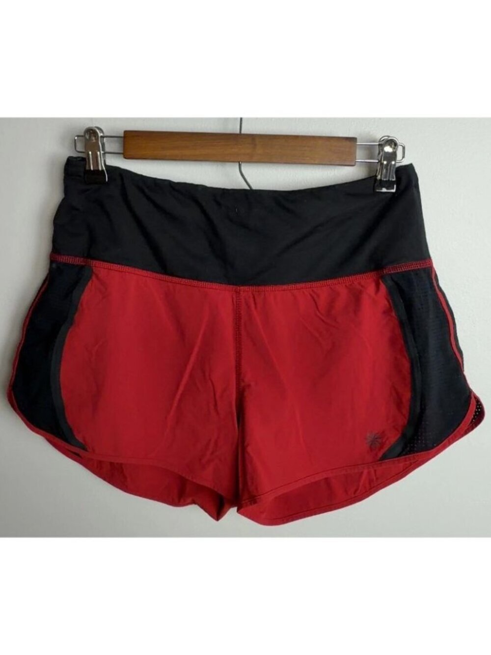 Athleta Running Shorts Size Small Red Black Athletic Mesh Trim Women’s